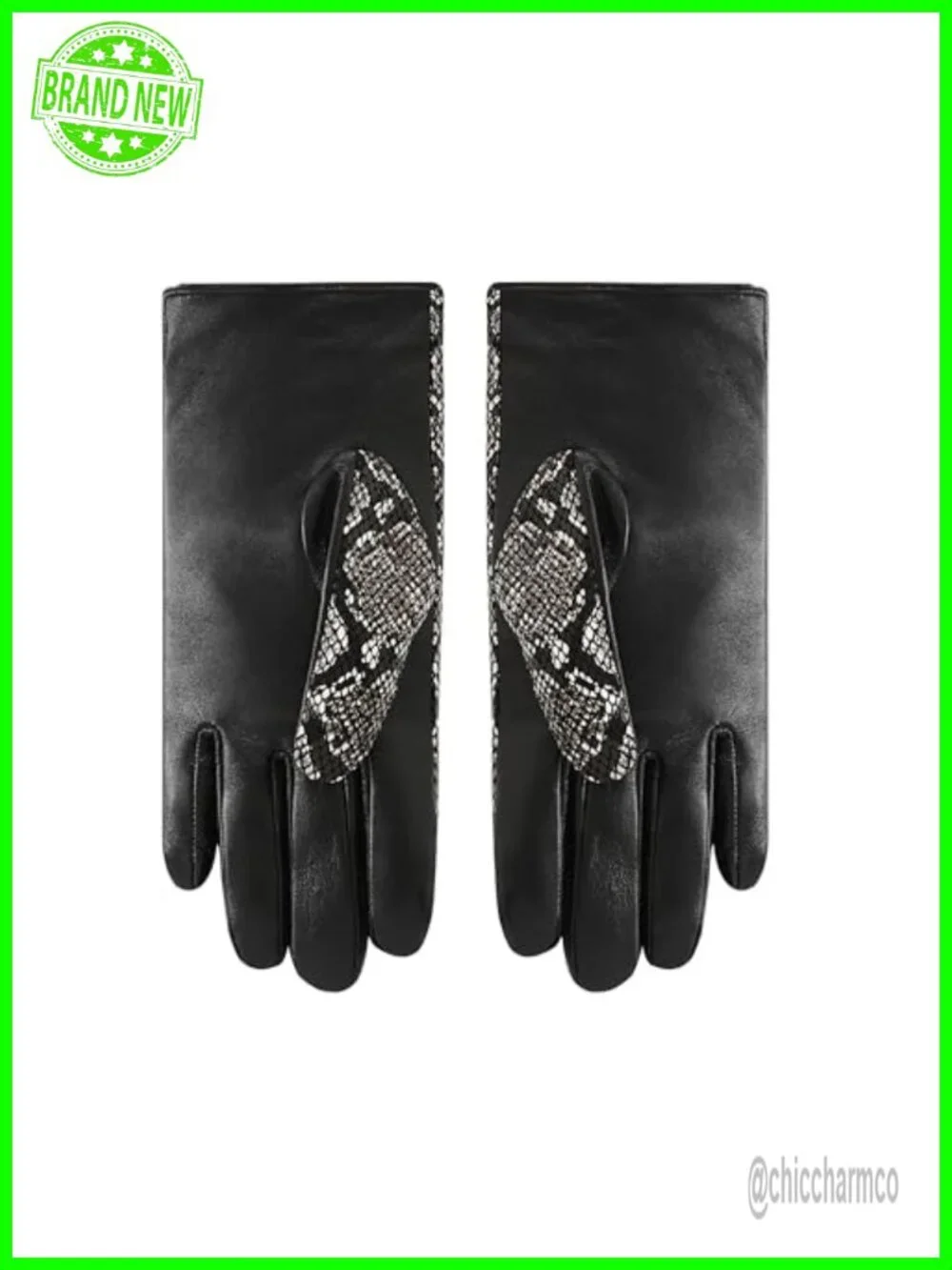 Genuine Lambskin Leather Snakeskin Gloves - Touchscreen Compatible Cashmere